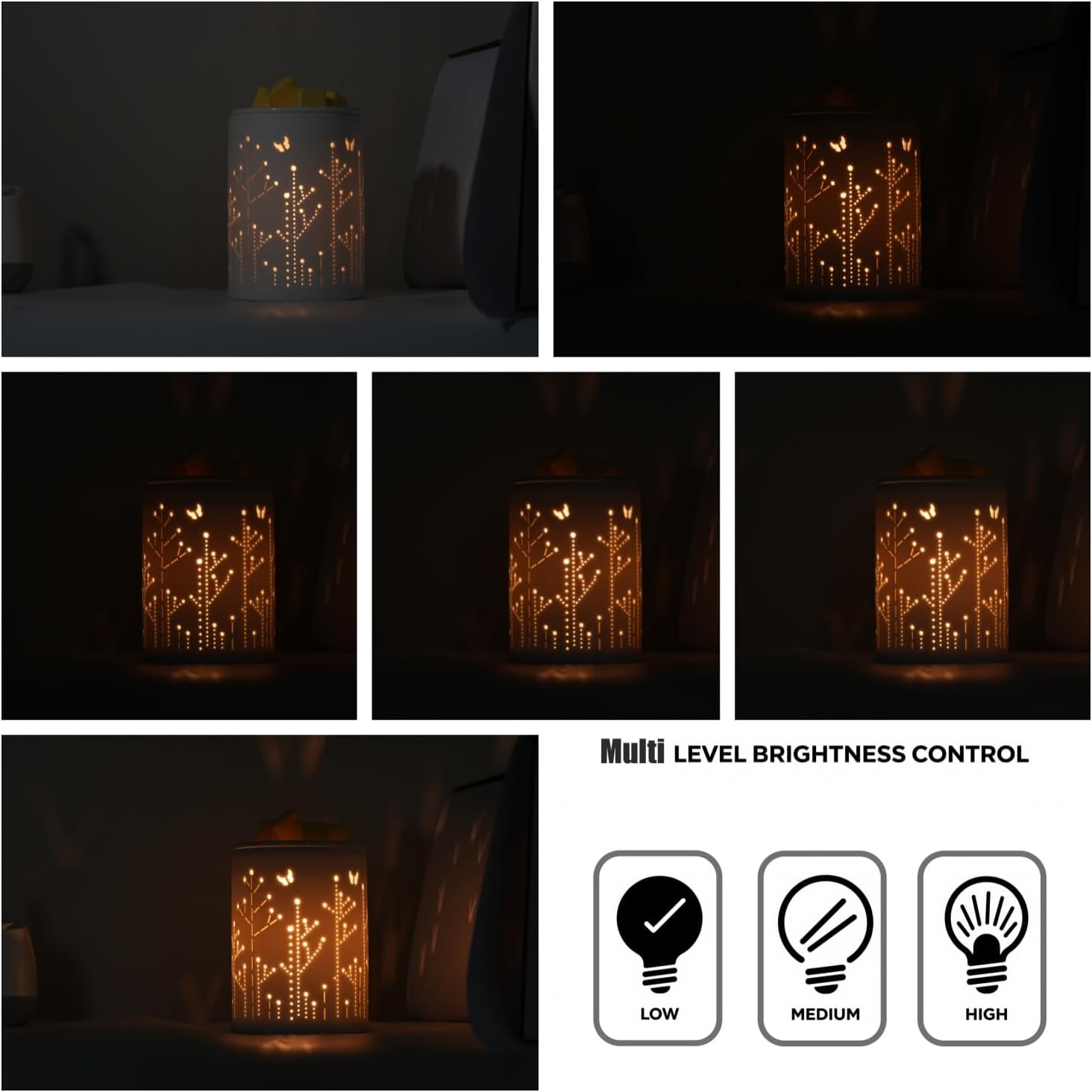 White Ceramic Electric Wax Melter with LED Light