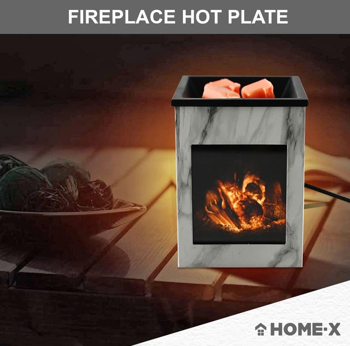 Home-X Glowing Fireplace Wax Warmer with Electric Flame