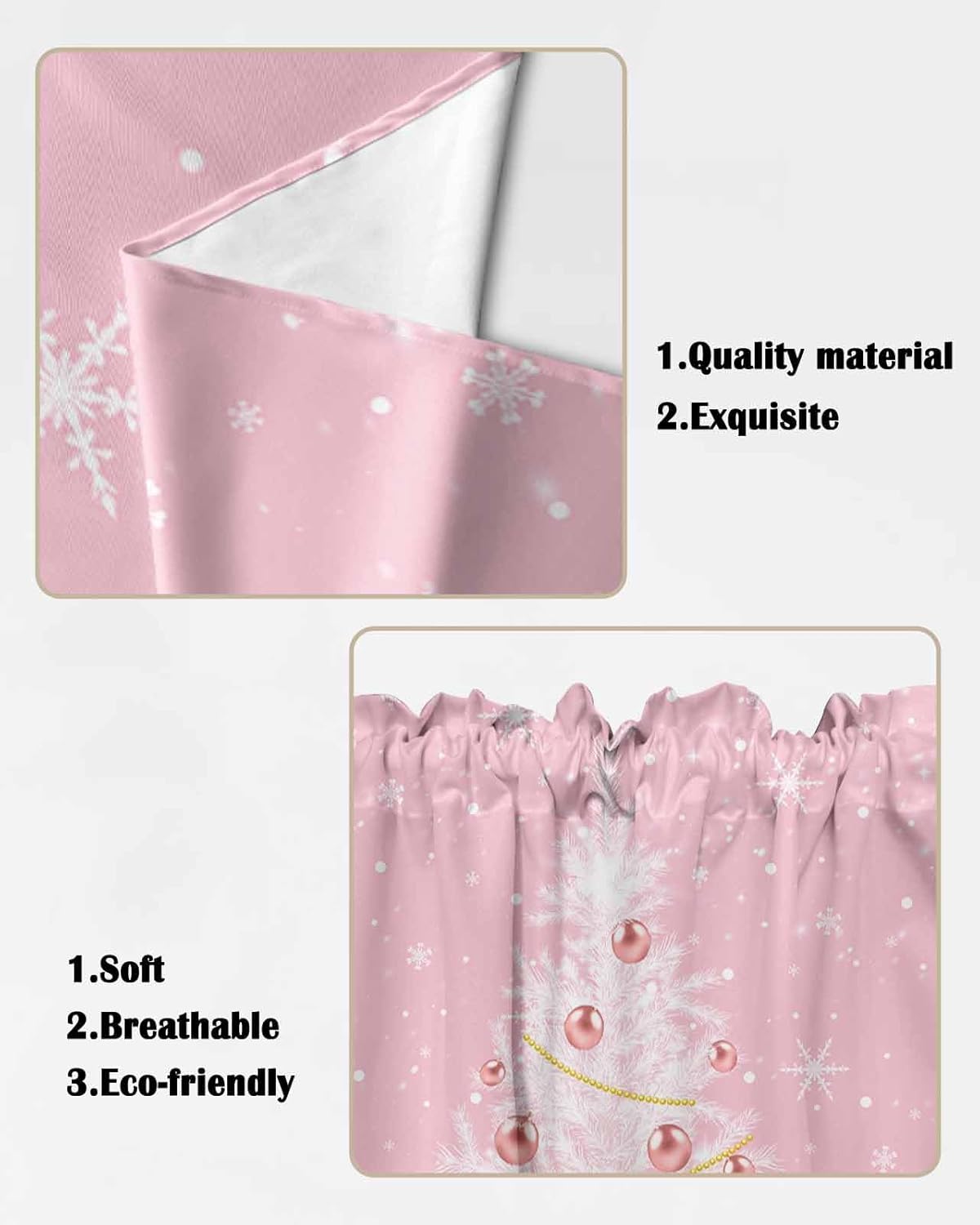 Christmas Pink Swag Valance Curtains for Windows