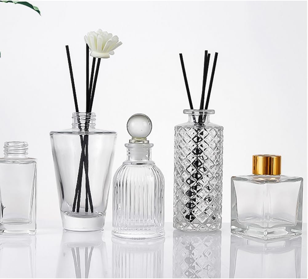 2PCS 50ml Clear Glass Diffuser Jars with Gold Cap