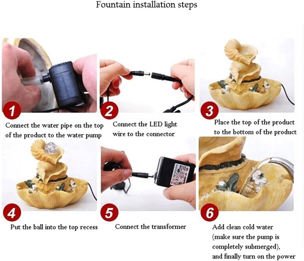 DLMMII Tabletop Fountain Resin Conch Indoor Waterfall Decoration