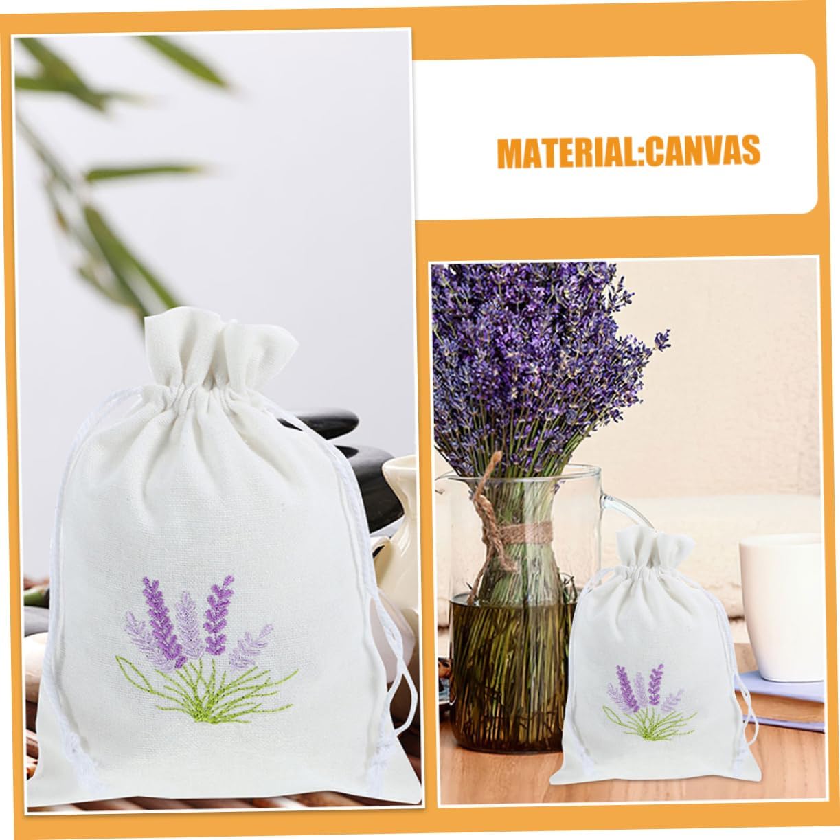 GLEAVI 4Pcs Lavender Drawstring Sachet Bags for Home Organizing