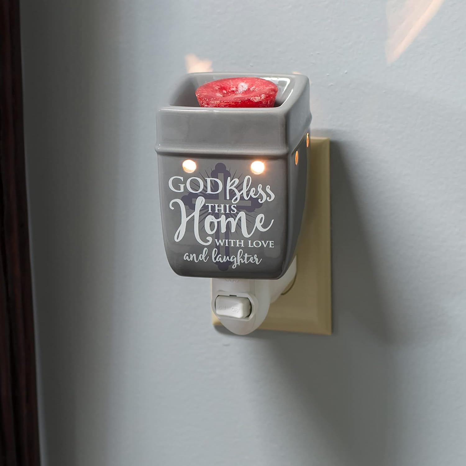 God Bless This Home with Love Grey Stoneware Electric Wax Warmer