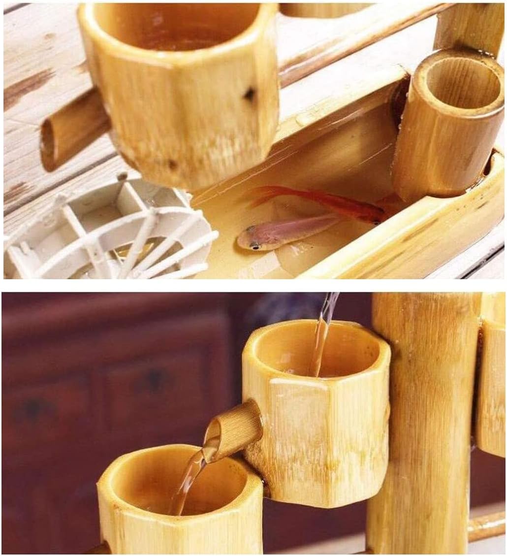 Bamboo Tabletop Fountain with Waterfall Design