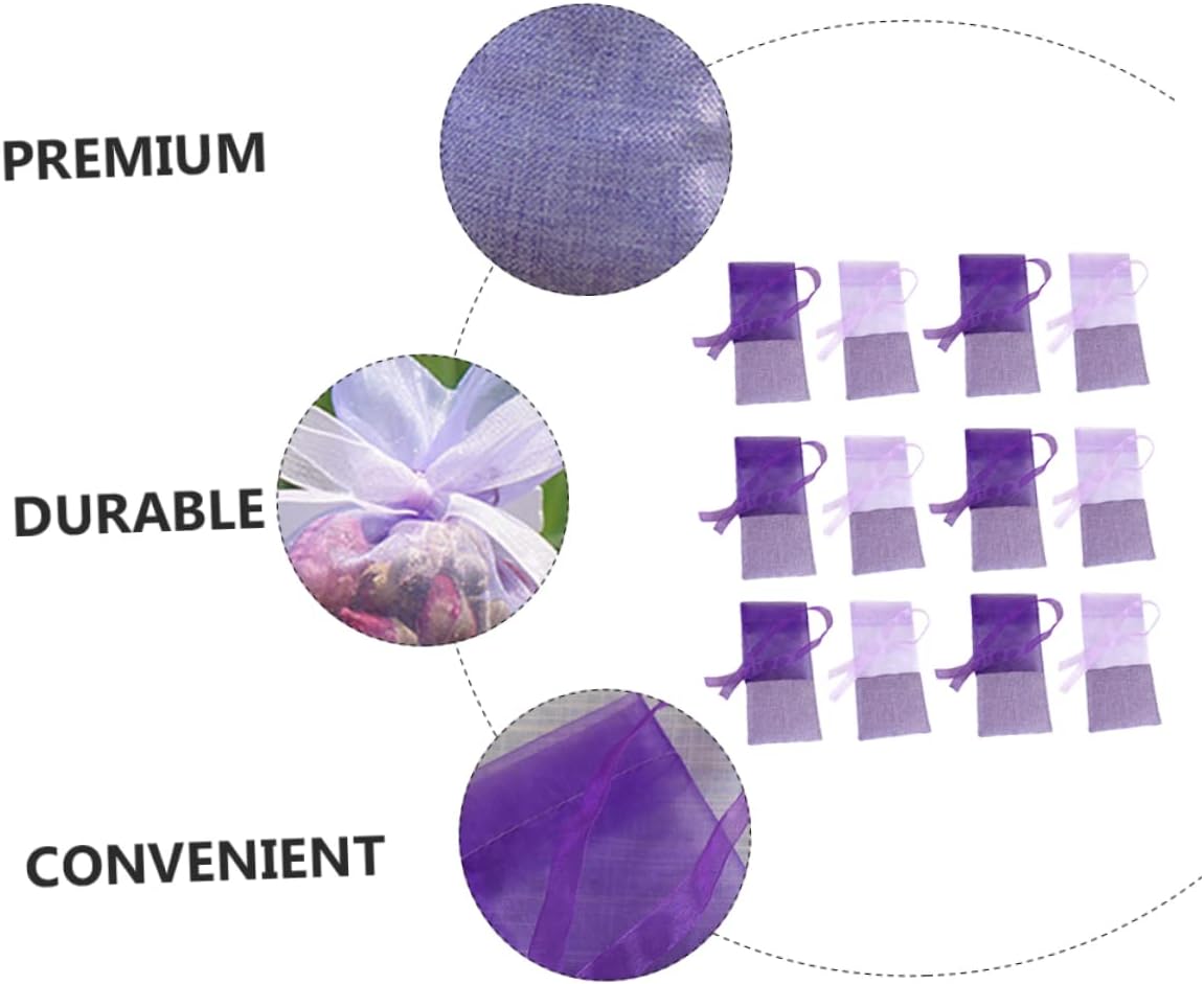 24Pcs Lavender Sachet Bags Premium Gauze Drawstring Pouches for Closets Drawers