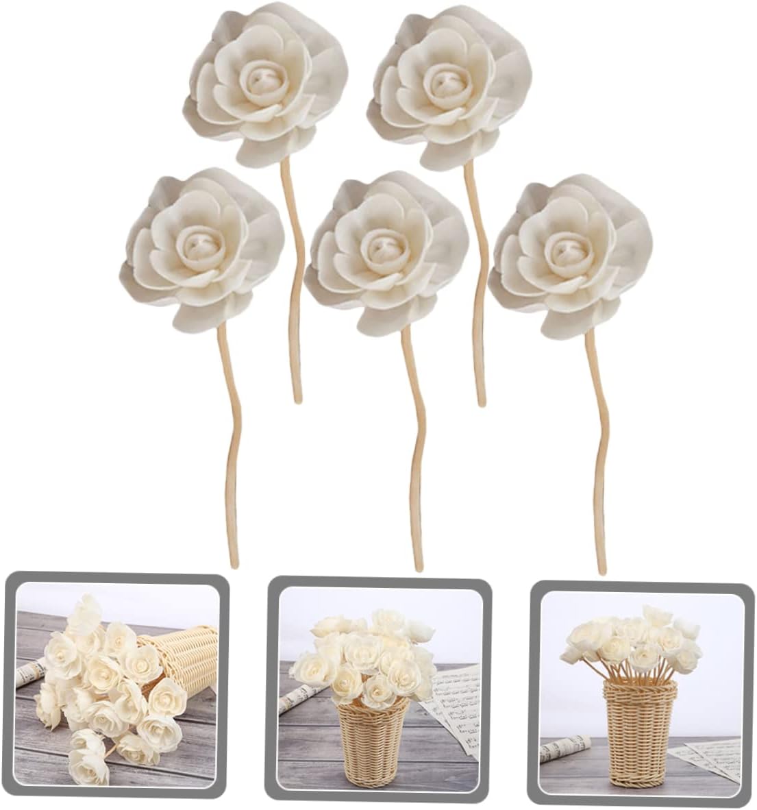 Healifty 5PCS Wicker Diffuser Sticks for Home Fragrance