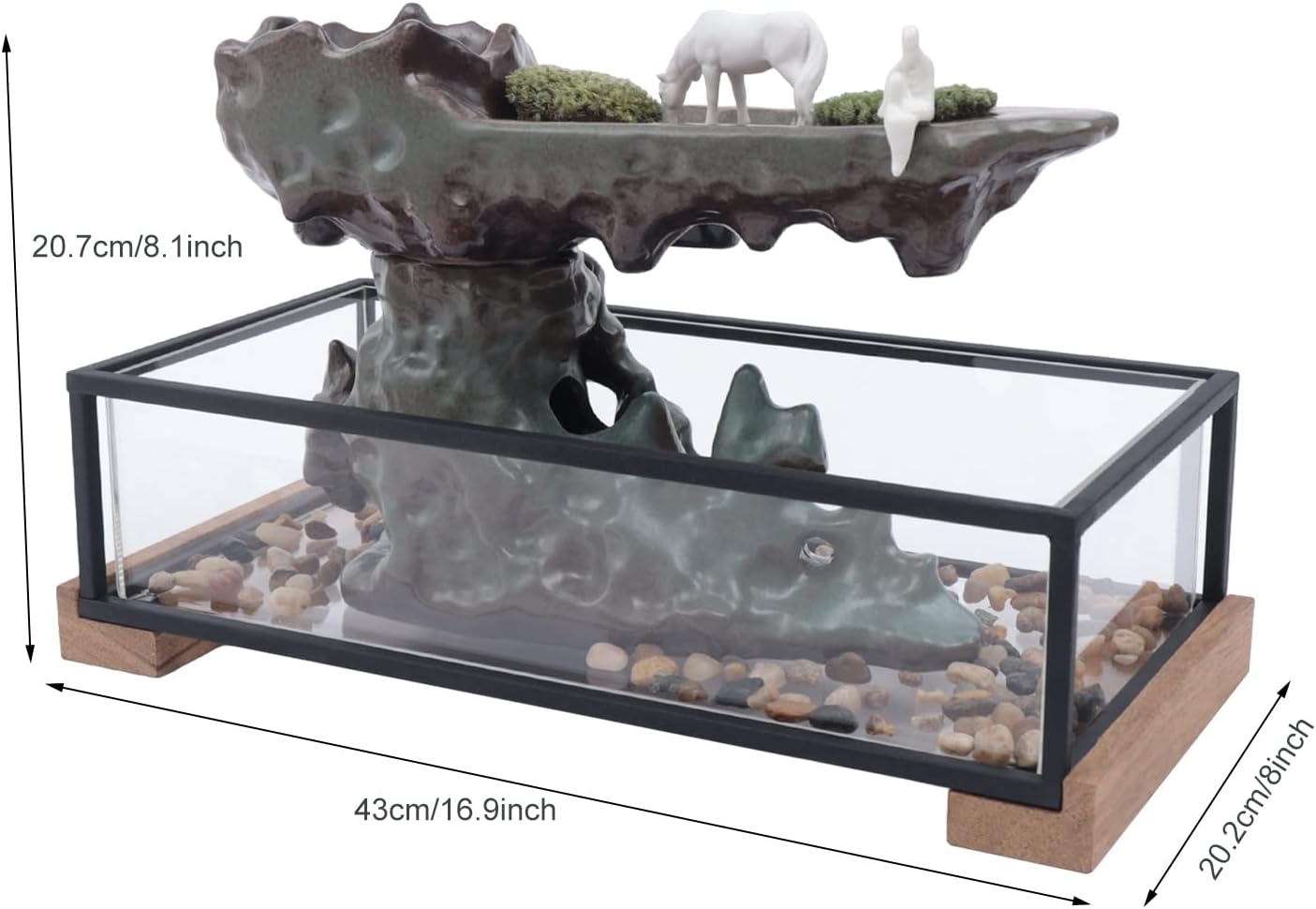 WOHAIPA Tabletop Fountain with Fish Tank and Rockery