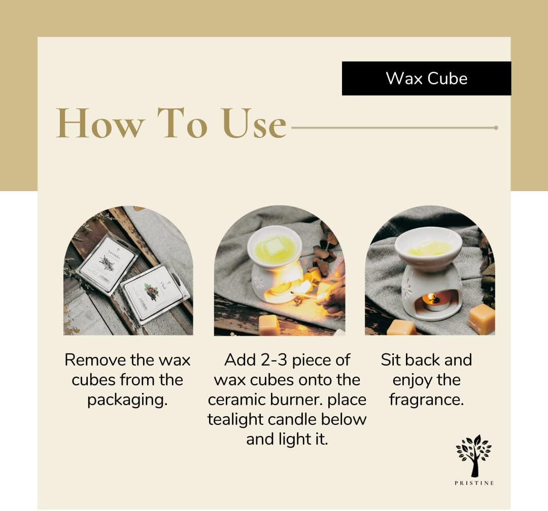 Pristine Scented Wax Melts Candles Set With Tea Light Warmer