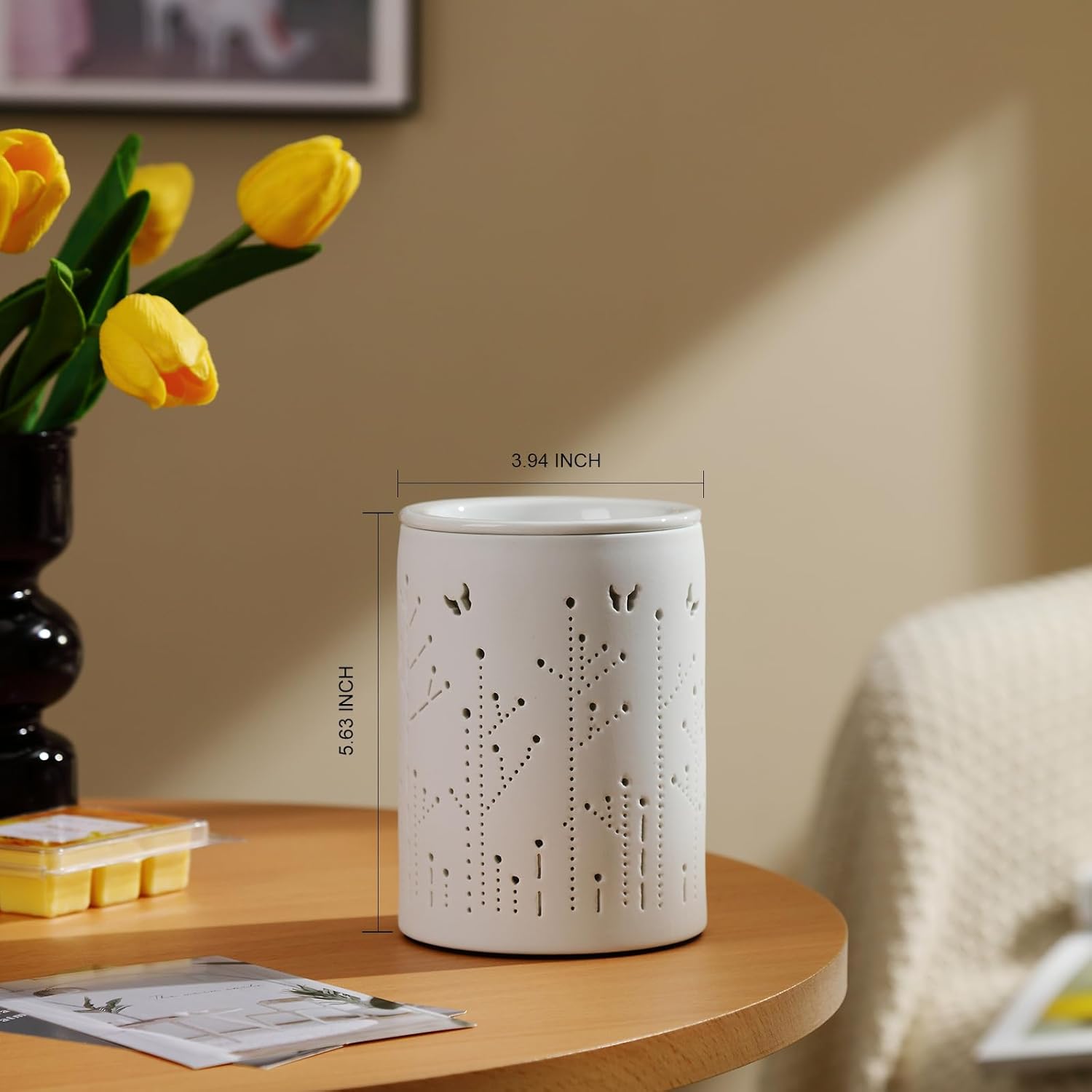 White Ceramic Electric Wax Melter with LED Light