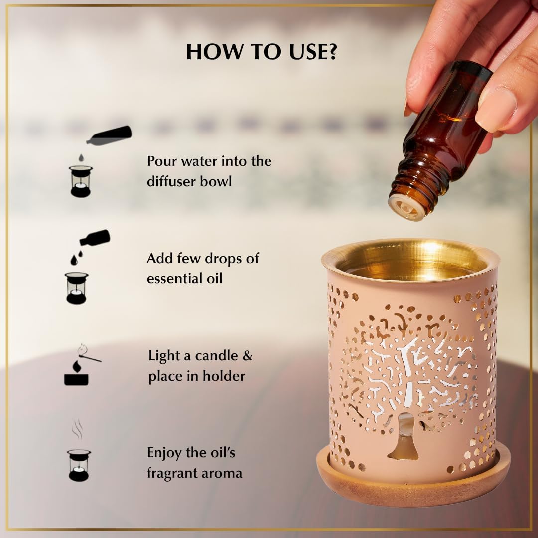 Dukhni Tree of Life Oil Burner with Brass Bowl