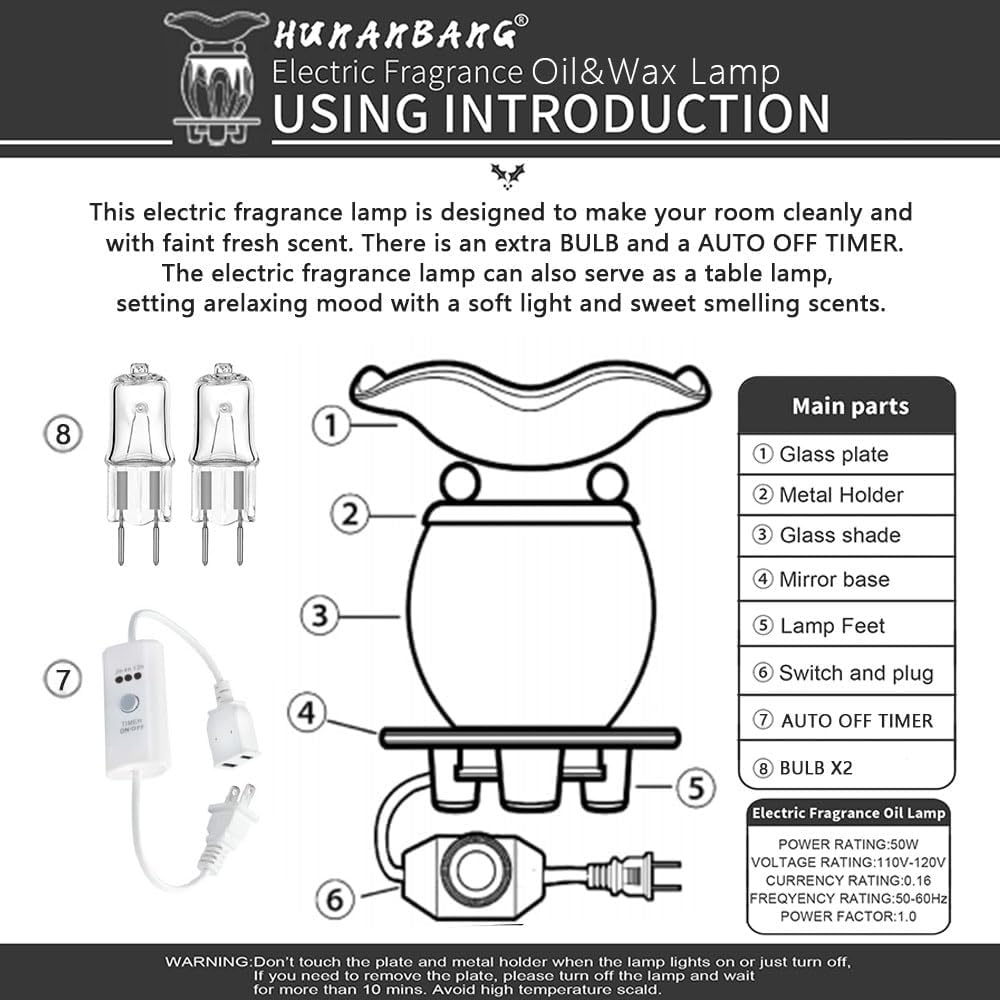 Hunanbang 3 in 1 Electric Wax Warmer with Timer and Night Light