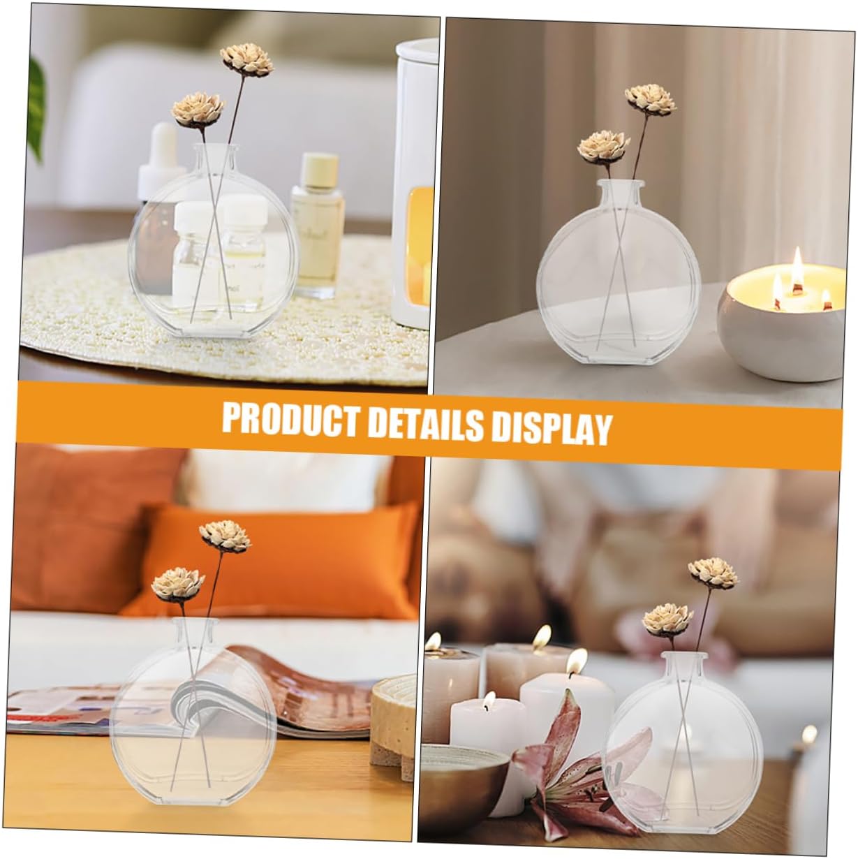 PRETYZOOM 5set Glass Diffuser Bottle with Gold Stopper