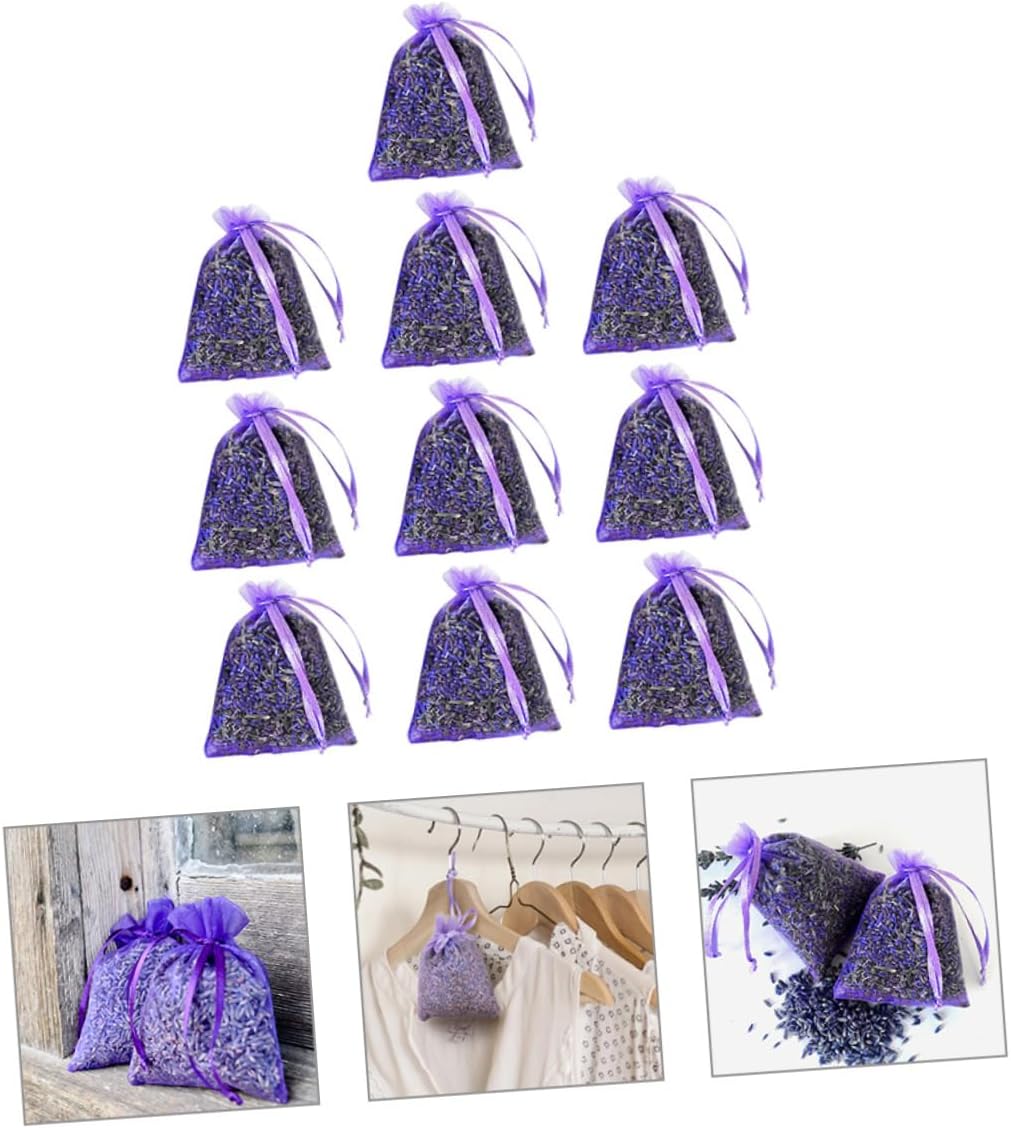 Wakauto 10Pcs Lavender Sachet Bags for Home Wardrobe and Car Freshener