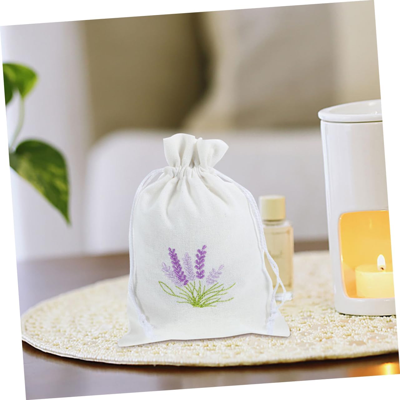 GLEAVI 4Pcs Lavender Drawstring Sachet Bags for Home Organizing
