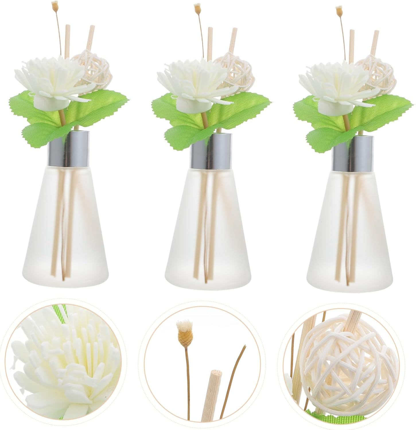 3pcs Dried Flower Glass Diffuser for Home Office Decor
