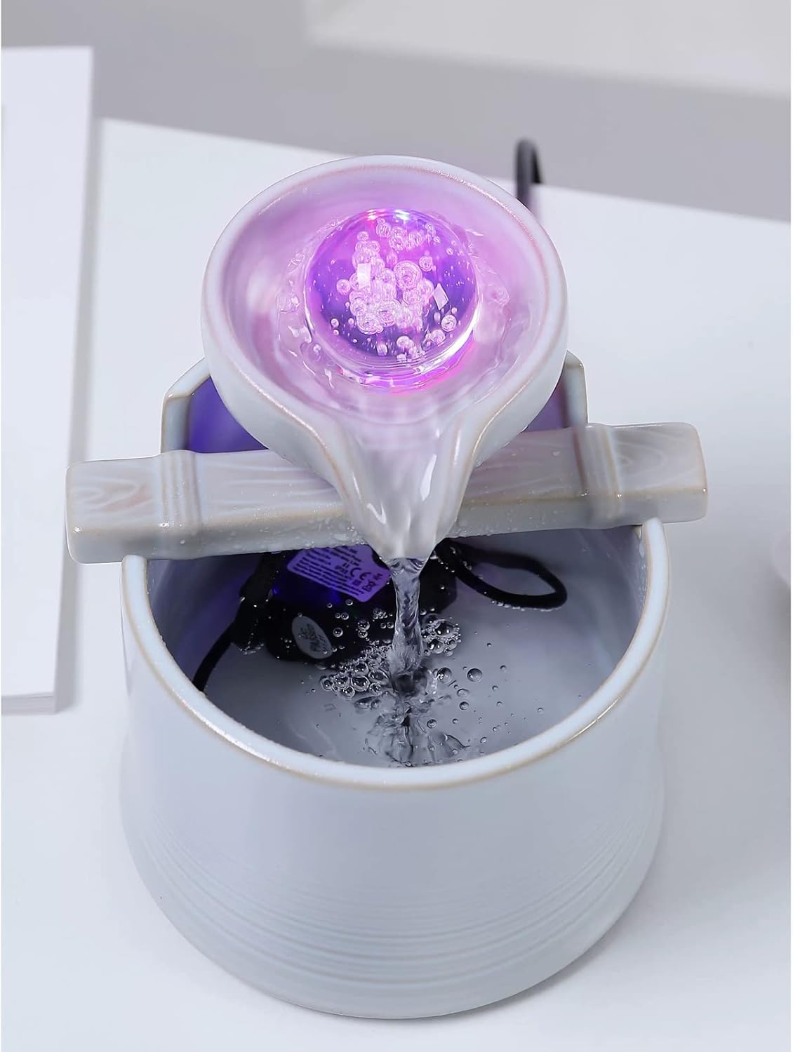 Modern Indoor Water Fountain with LED Lights and Electric Pump