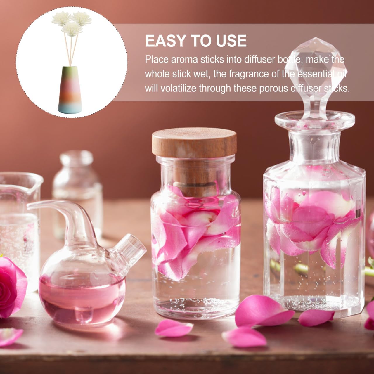 100pcs White Floral Reed Diffuser Aromatherapy Accessories