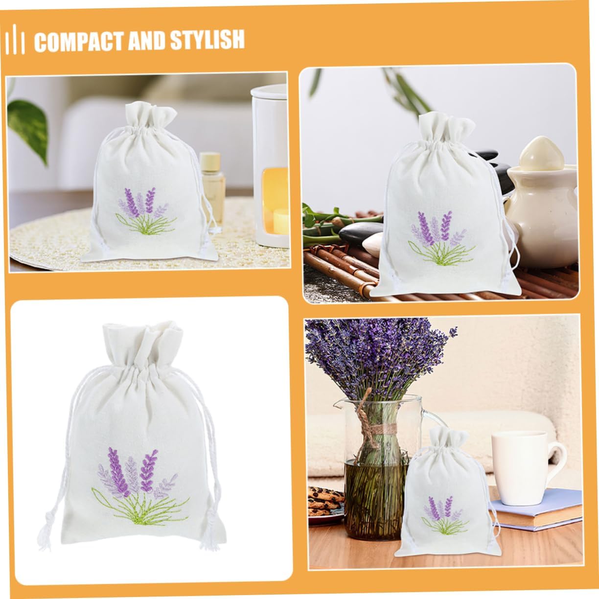 GLEAVI 4Pcs Lavender Drawstring Sachet Bags for Home Organizing