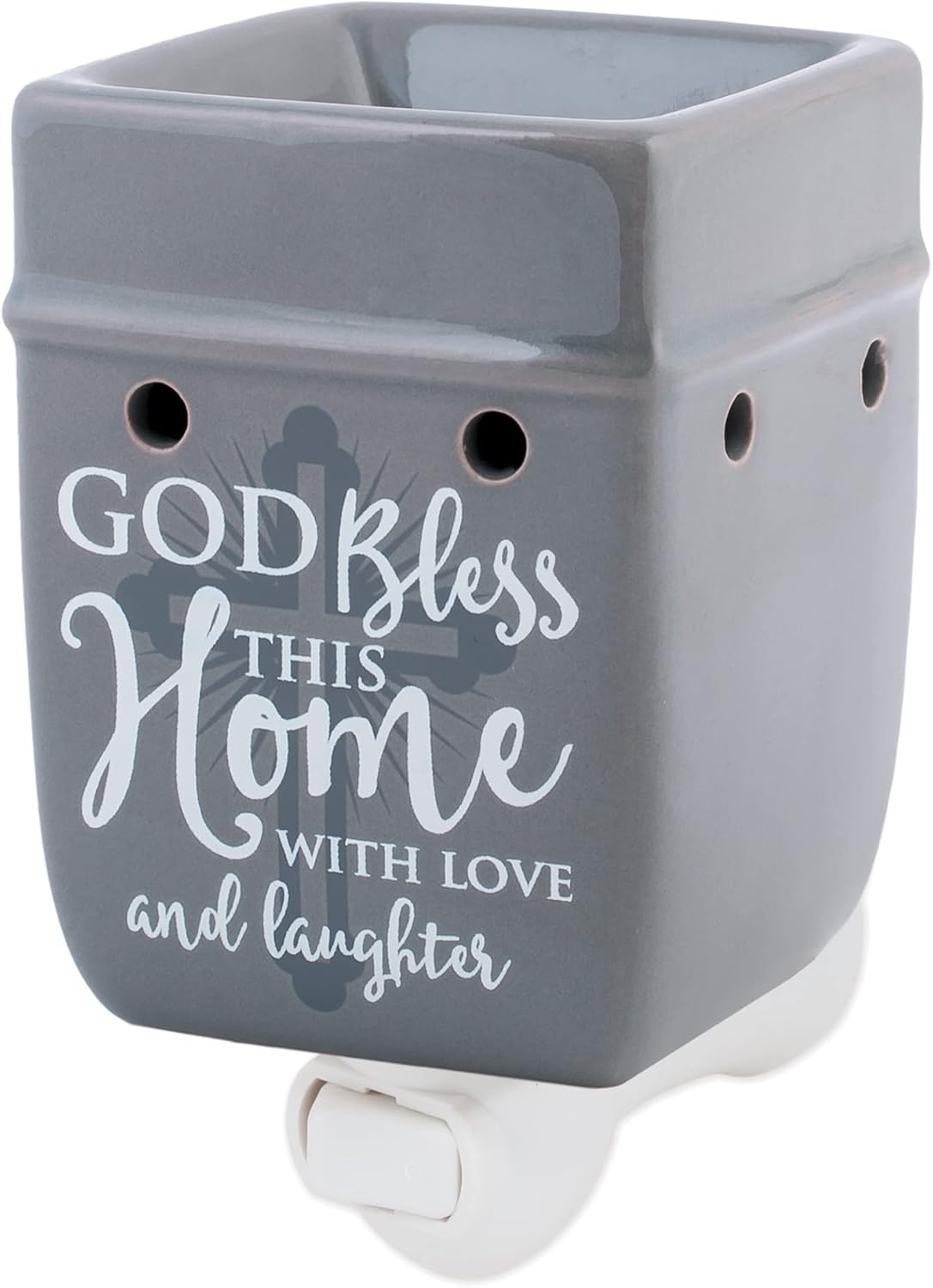 God Bless This Home with Love Grey Stoneware Electric Wax Warmer