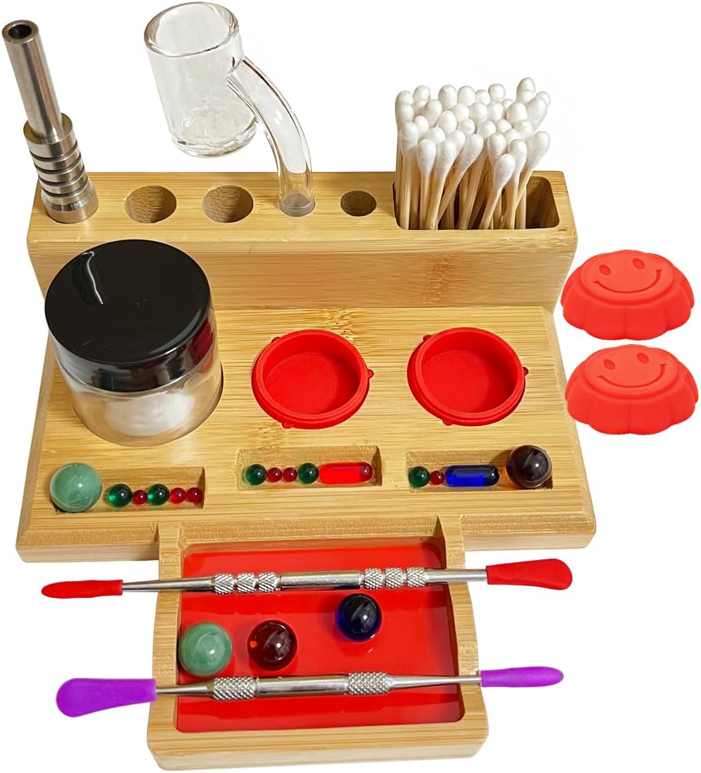 Desk Wax Tool Station Holder with Terp Pearl Tray and Cleaner