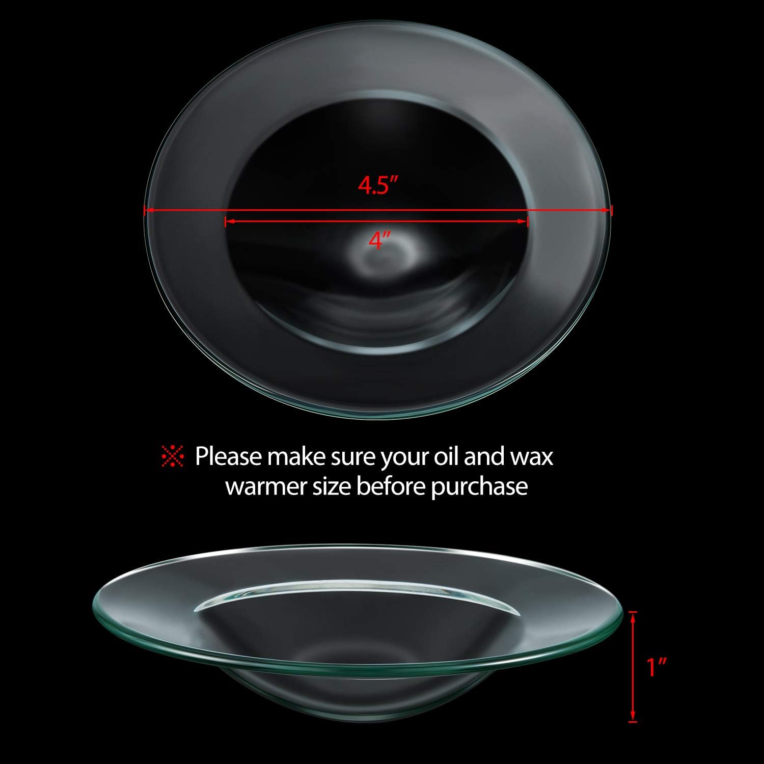 Patelai 3 Pack Round Glass Oil Warmer Dish for Aroma Lamps