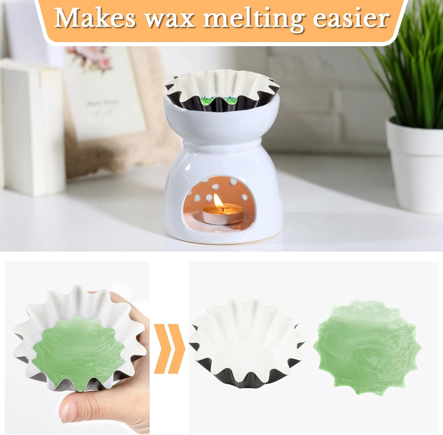 50PCS Reusable Wax Melt Liners - Leakproof Black Cups for Wax Warmers