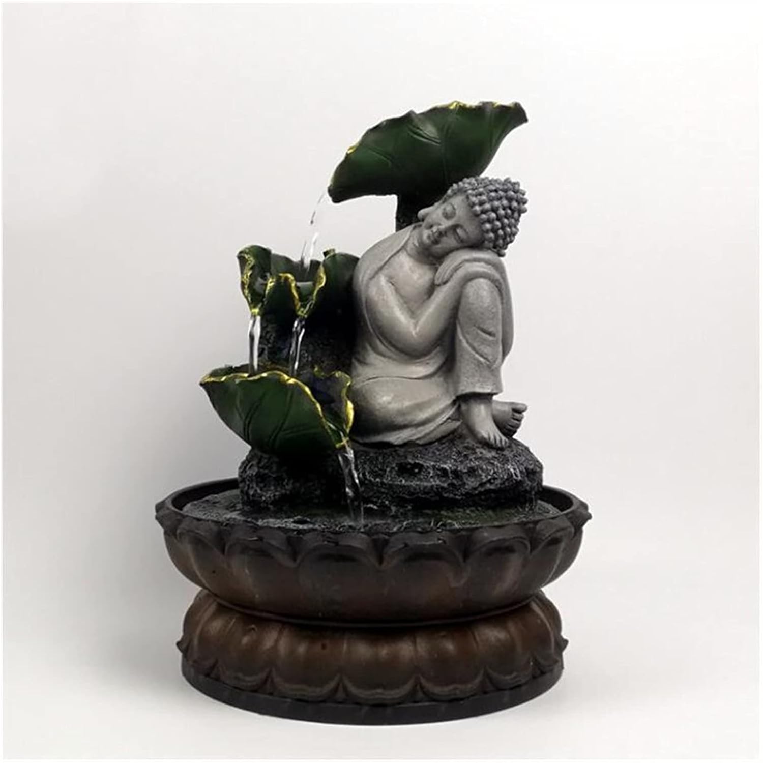 Handmade Sitting Buddha Tabletop Fountain with Running Water LED