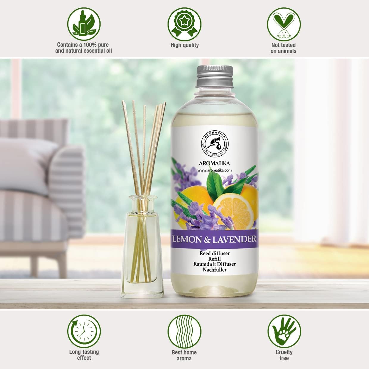 AROMATIKA Lemon Lavender Reed Diffuser Refill 17 Fl Oz