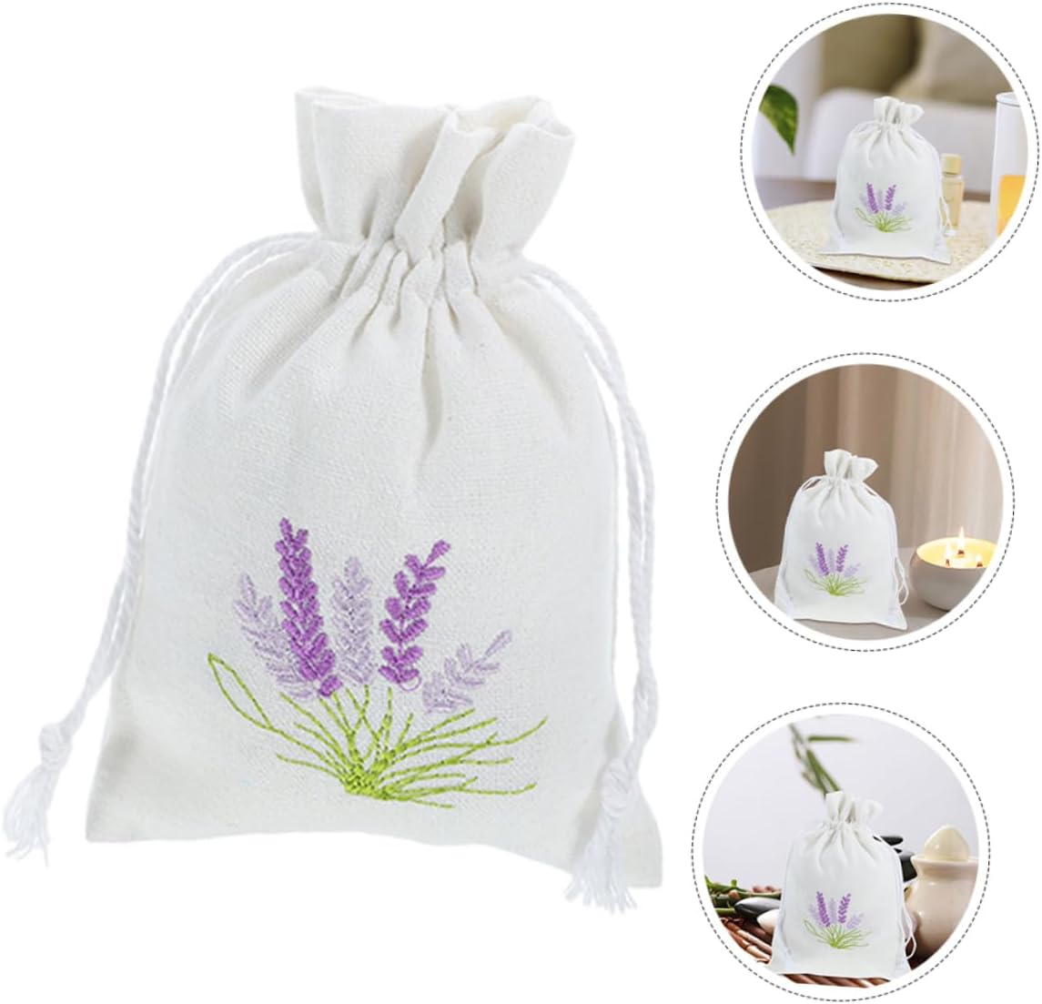 GLEAVI 4Pcs Lavender Drawstring Sachet Bags for Home Organizing