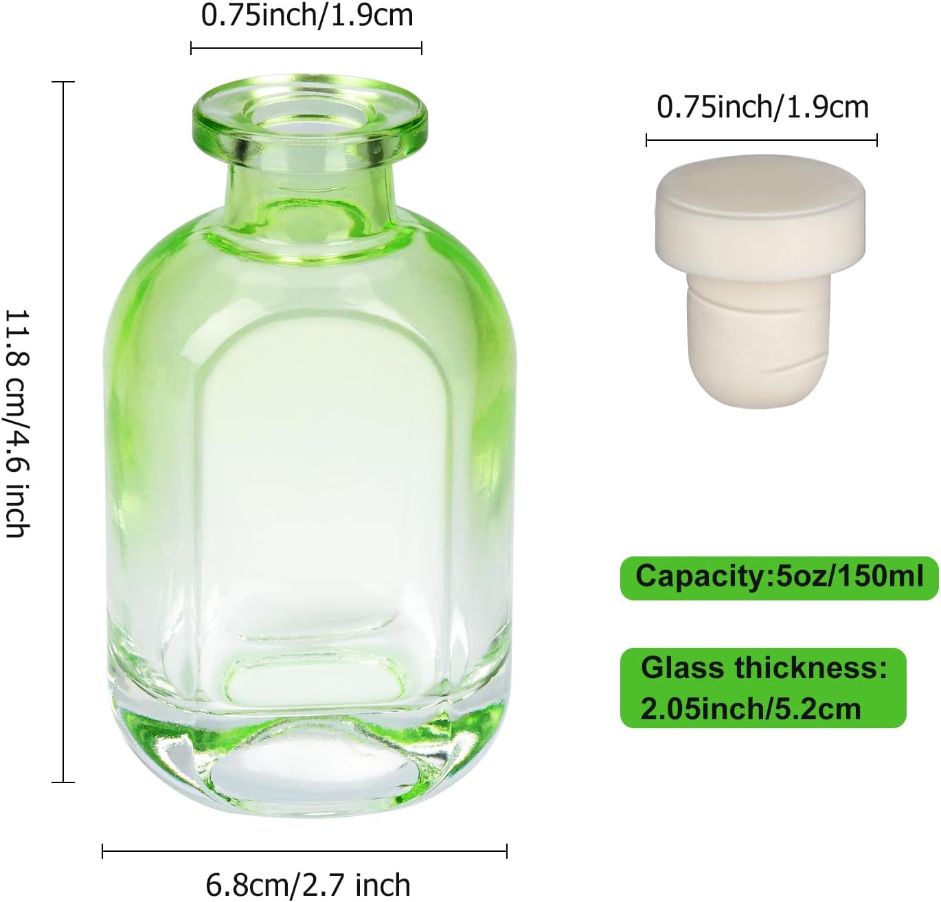 Gradient Green Glass Diffuser Bottles 2 Pack