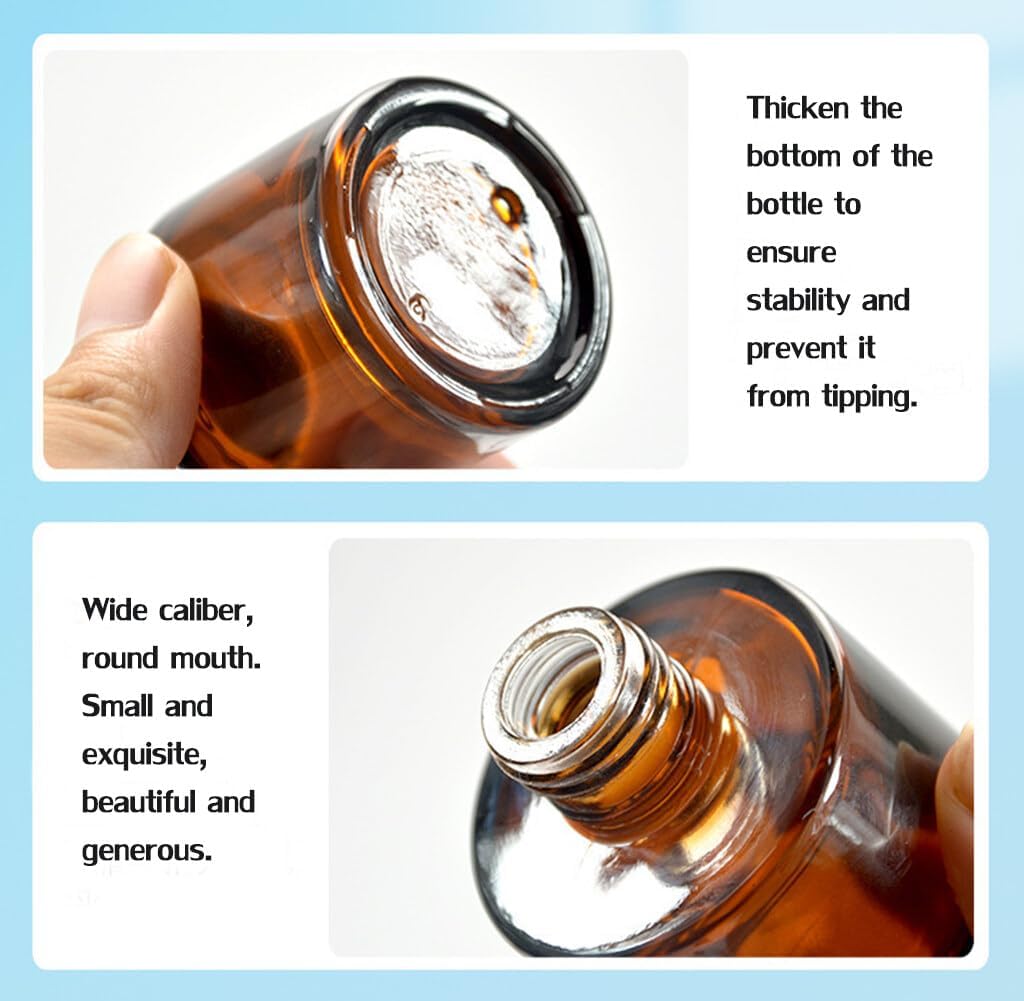 2Pcs 50ML Empty Amber Glass Diffuser Bottles Aromatherapy Jars