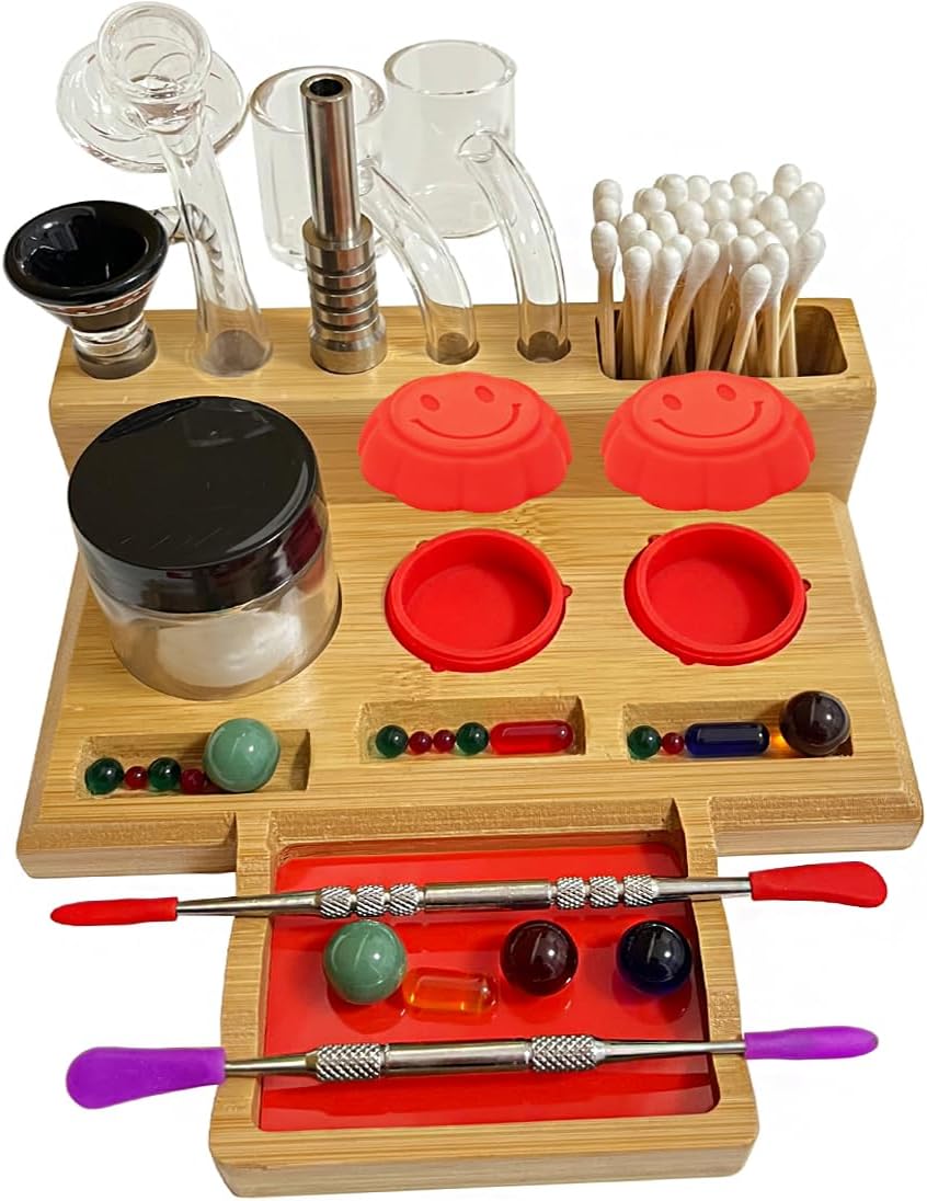Desk Wax Tool Station Holder with Terp Pearl Tray and Cleaner