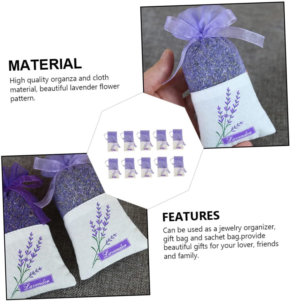 22Pcs Lavender Sachet Bags with Ribbon for Home and Kitchen Use