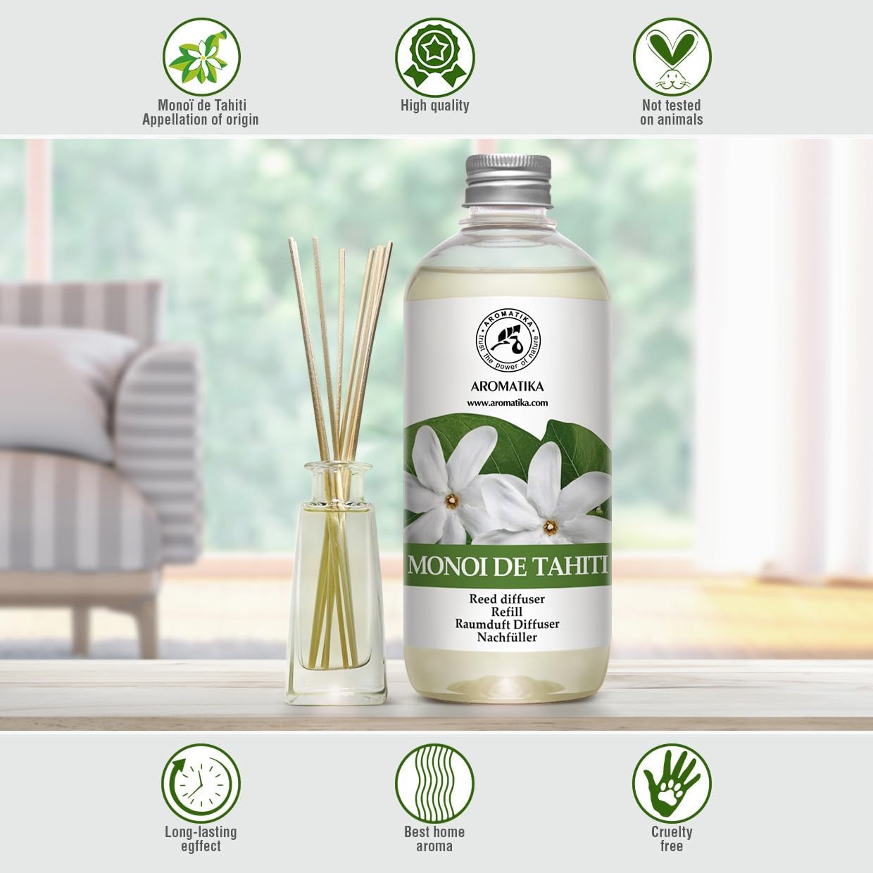 AROMATIKA Monoi de Tahiti 17 Fl Oz Floral Diffuser Refill