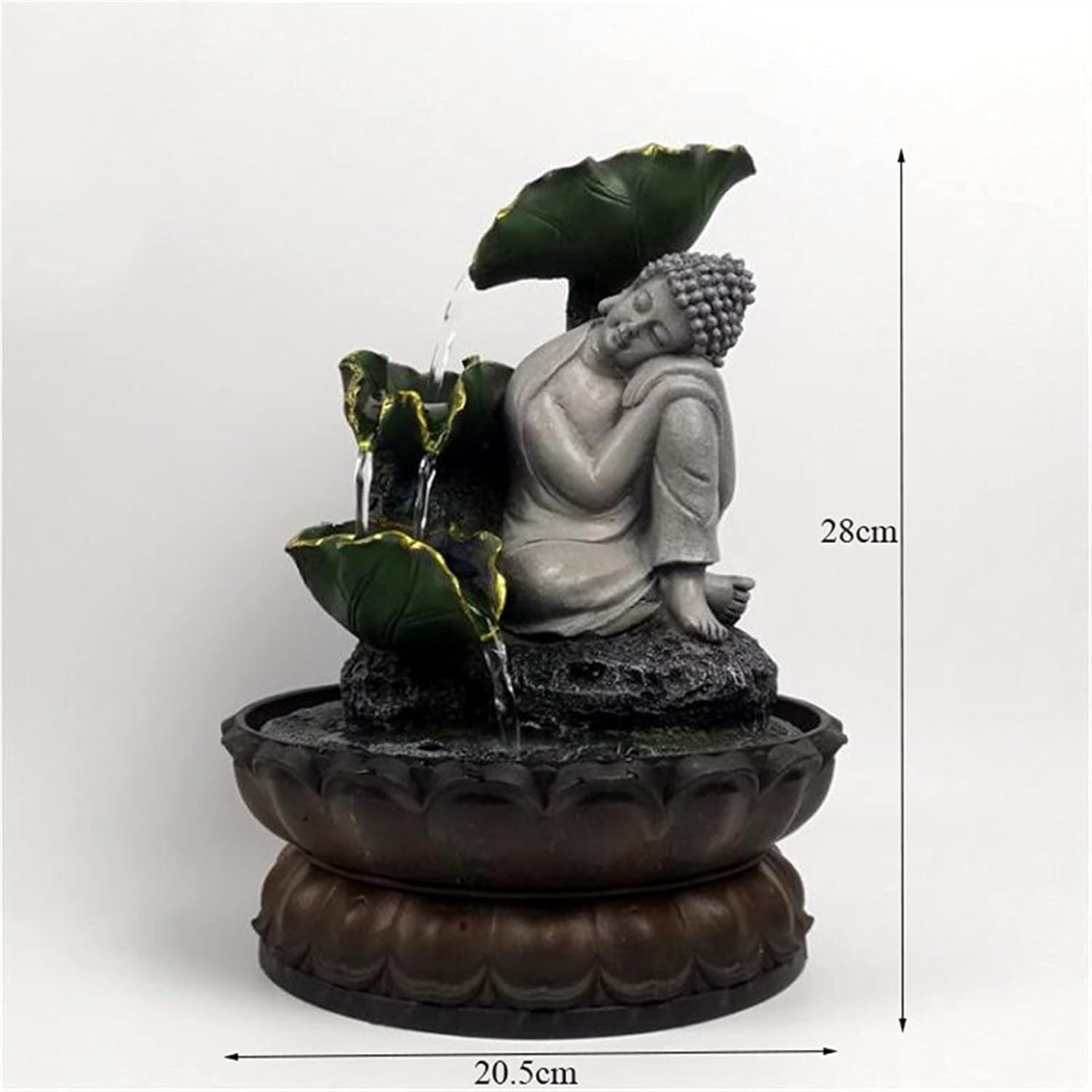 Handmade Sitting Buddha Tabletop Fountain with Running Water LED