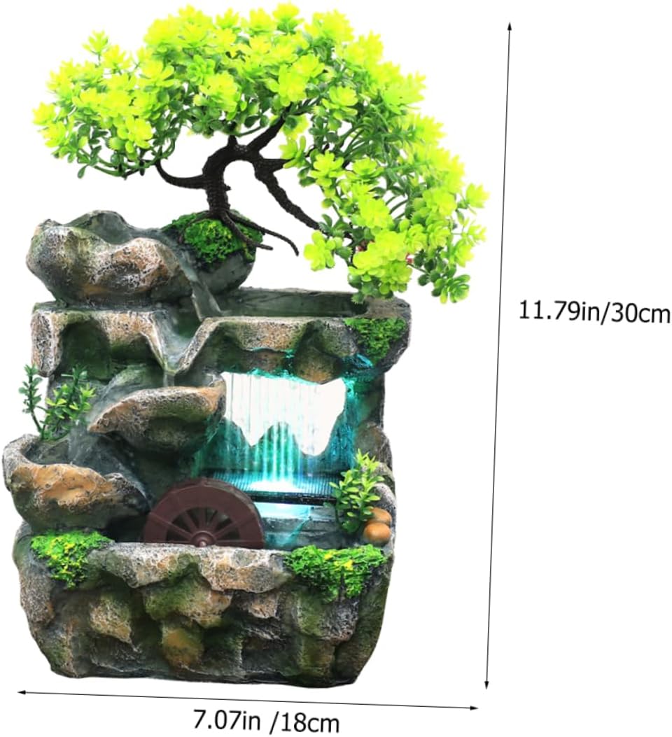 Mobestech Mini Resin Indoor Water Fountain with LED Lights