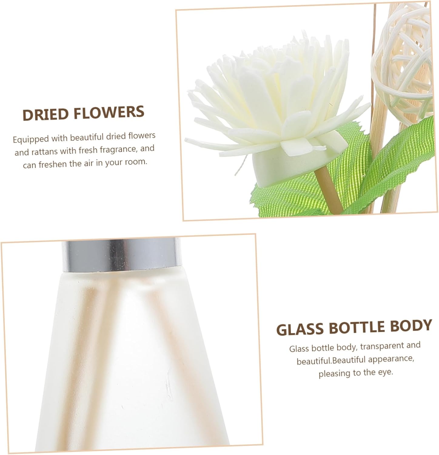 3pcs Dried Flower Glass Diffuser for Home Office Decor