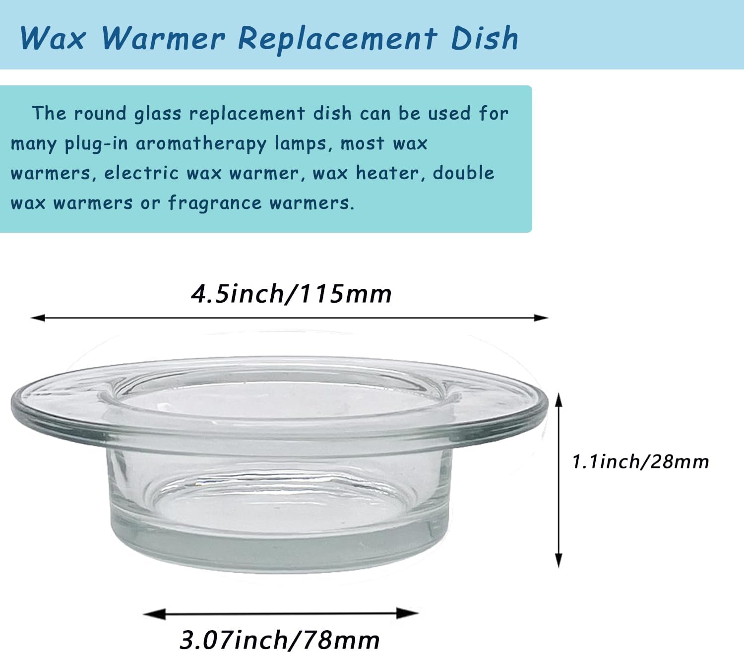 2Pcs Glass Wax Warmer Dish Replacement for Electric Aromatherapy Burner