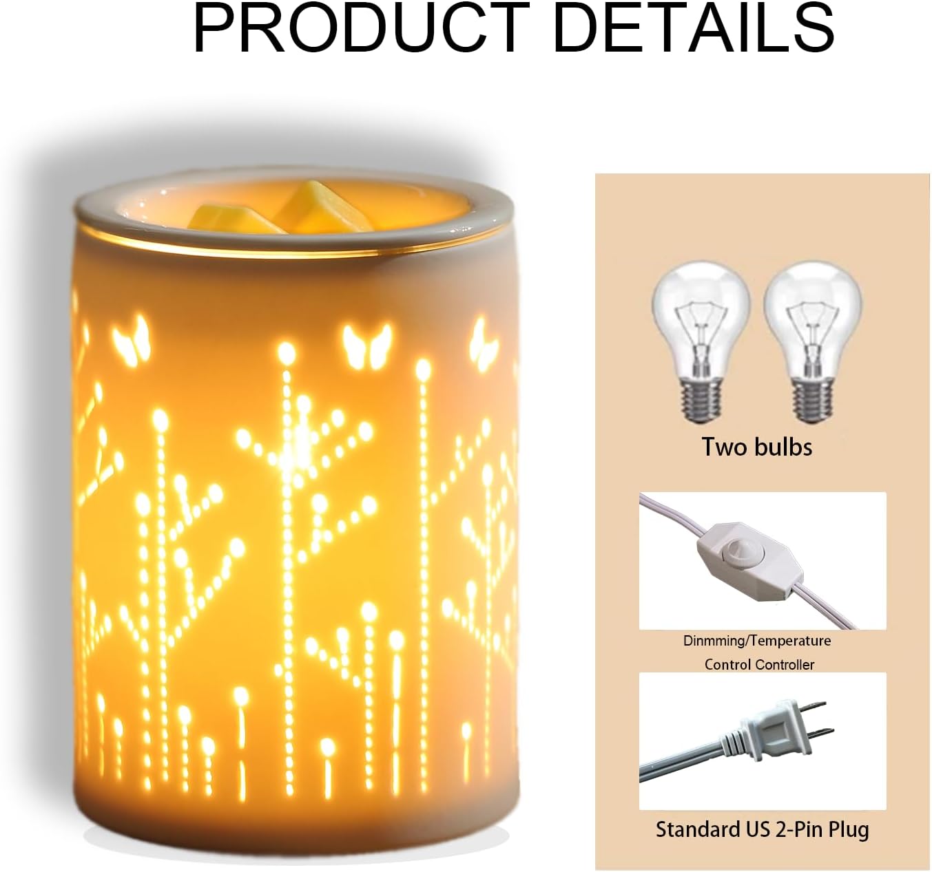 White Ceramic Electric Wax Melter with LED Light
