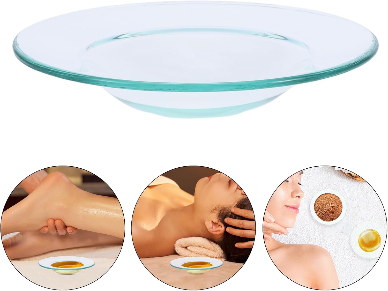 HOMSFOU 2pcs Clear Glass Wax Warmer Dish for Aroma Lamp
