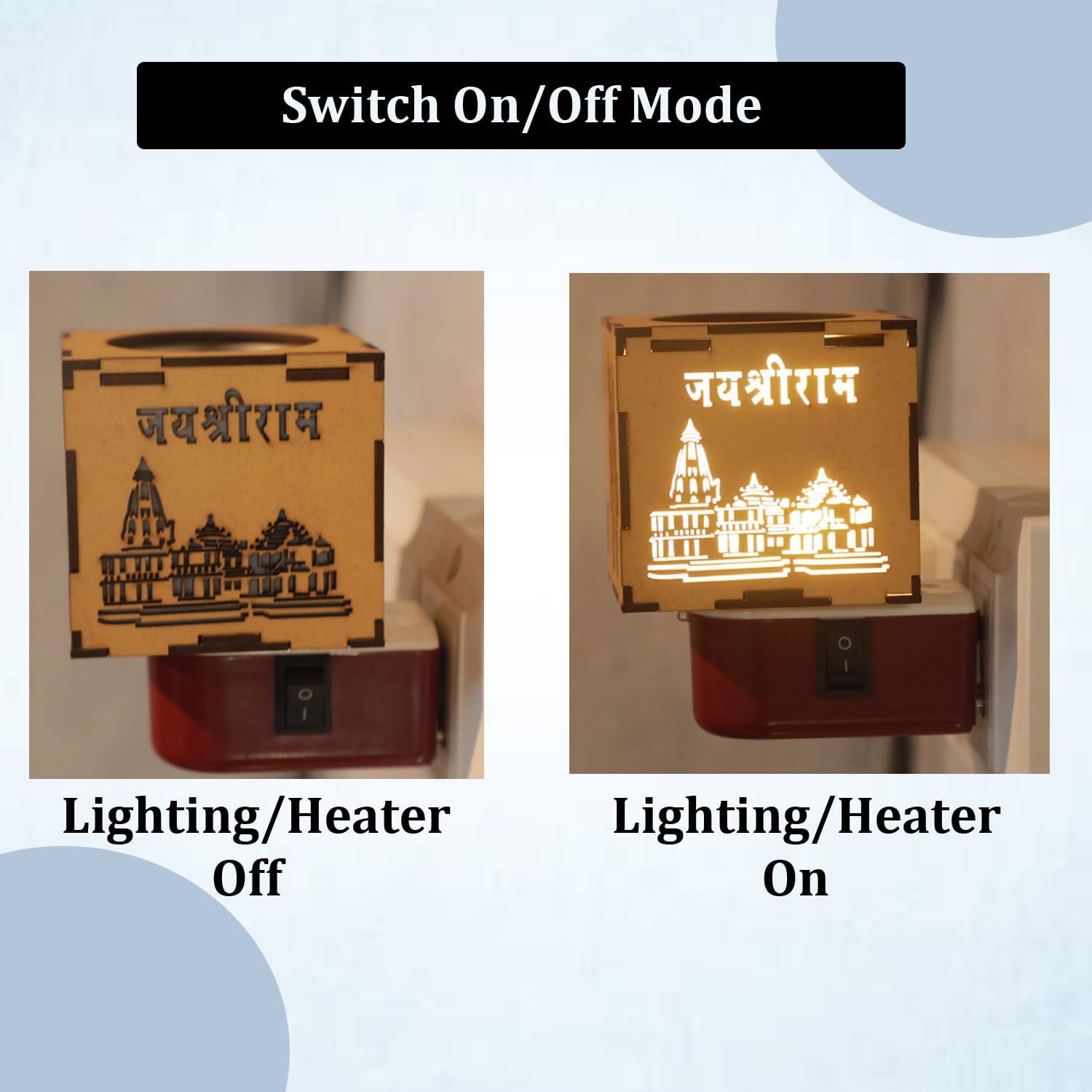 Auto Cut Ram Mandir Camphor Burner with Night Lamp