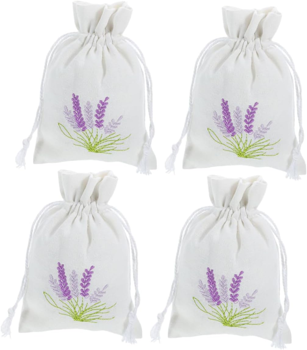 GLEAVI 4Pcs Lavender Drawstring Sachet Bags for Home Organizing