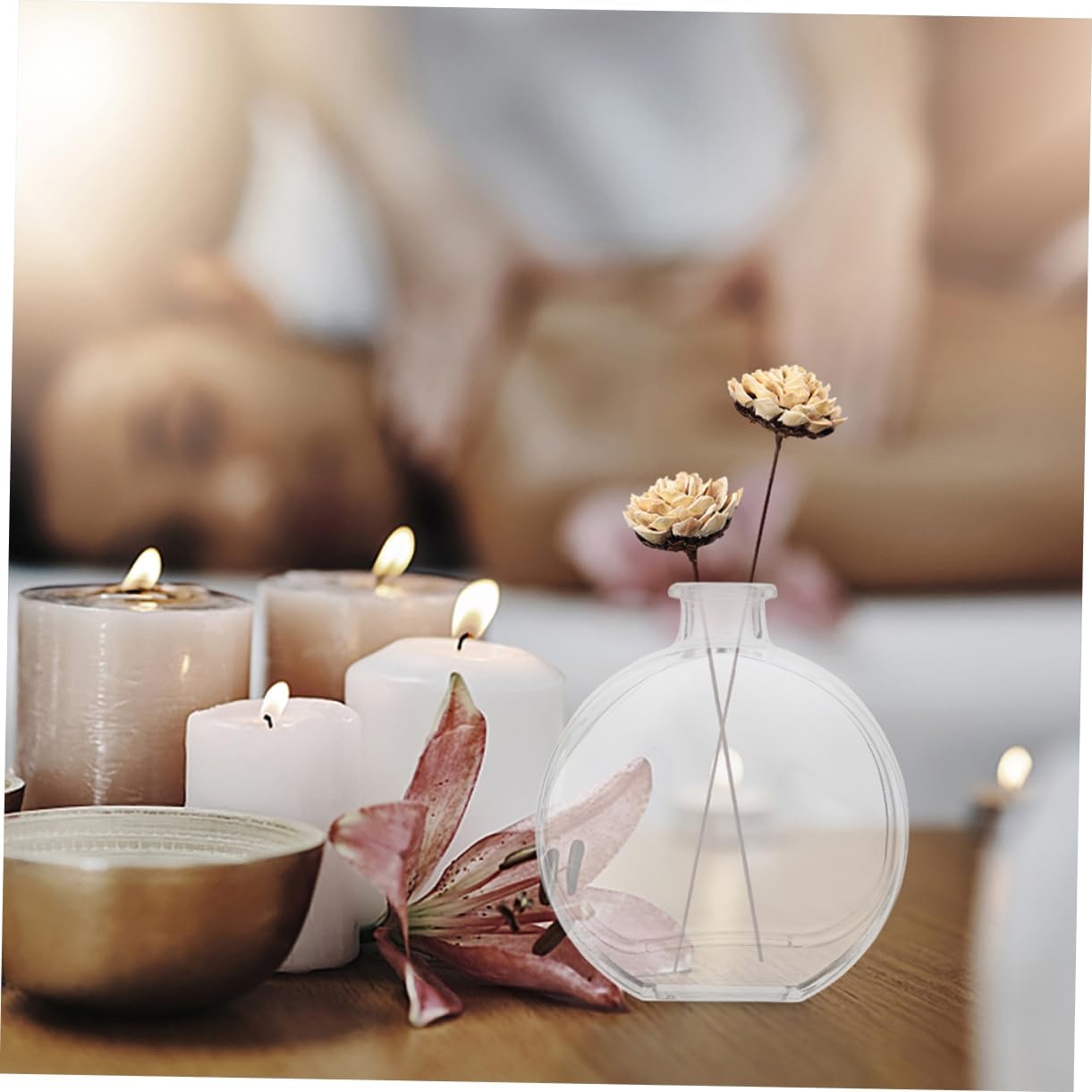 PRETYZOOM 5set Glass Diffuser Bottle with Gold Stopper