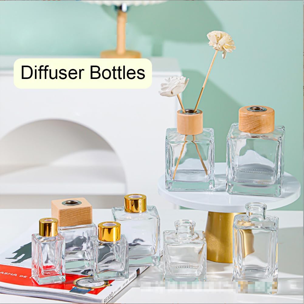 2PCS 50ml Clear Glass Diffuser Jars with Gold Cap