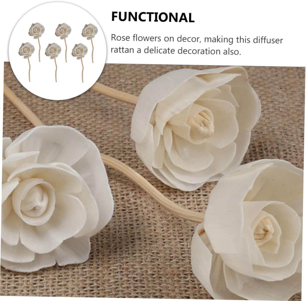 Wakauto 6pcs Rattan Aroma Diffuser Sticks for Essential Oil and Home Fragrance