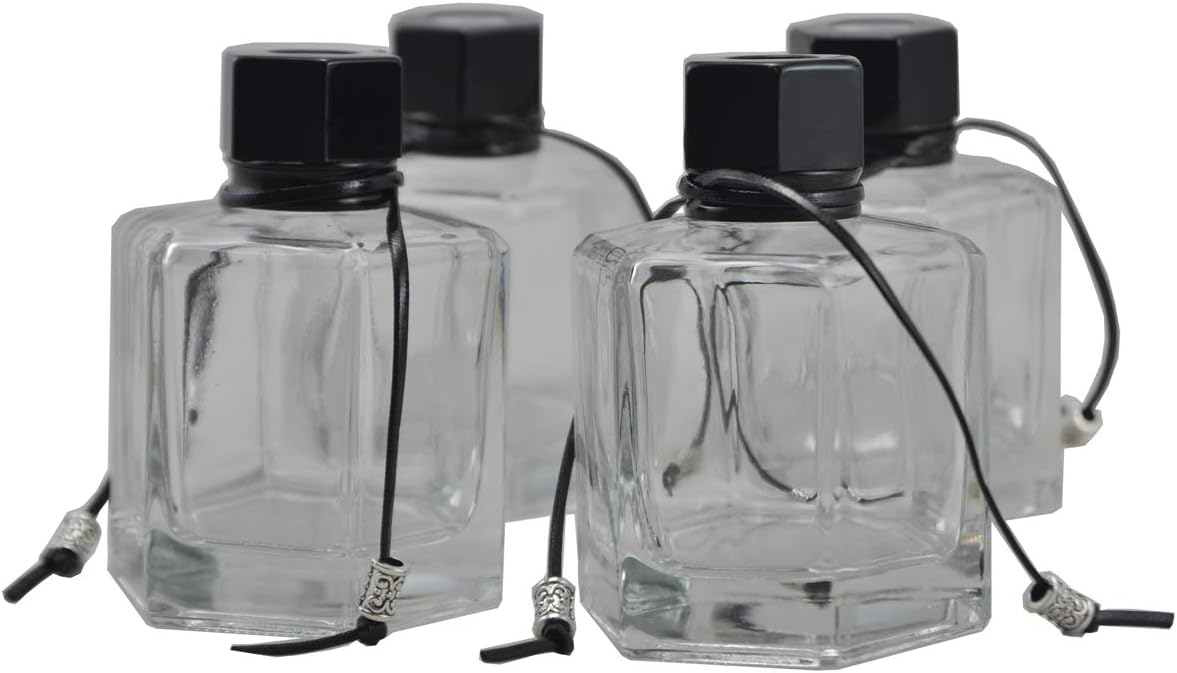 Set of 4 Hexagonal Glass Diffuser Bottles 120ml Black Cap 1