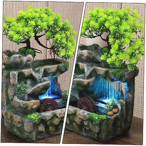 Mobestech Mini Resin Indoor Water Fountain with LED Lights