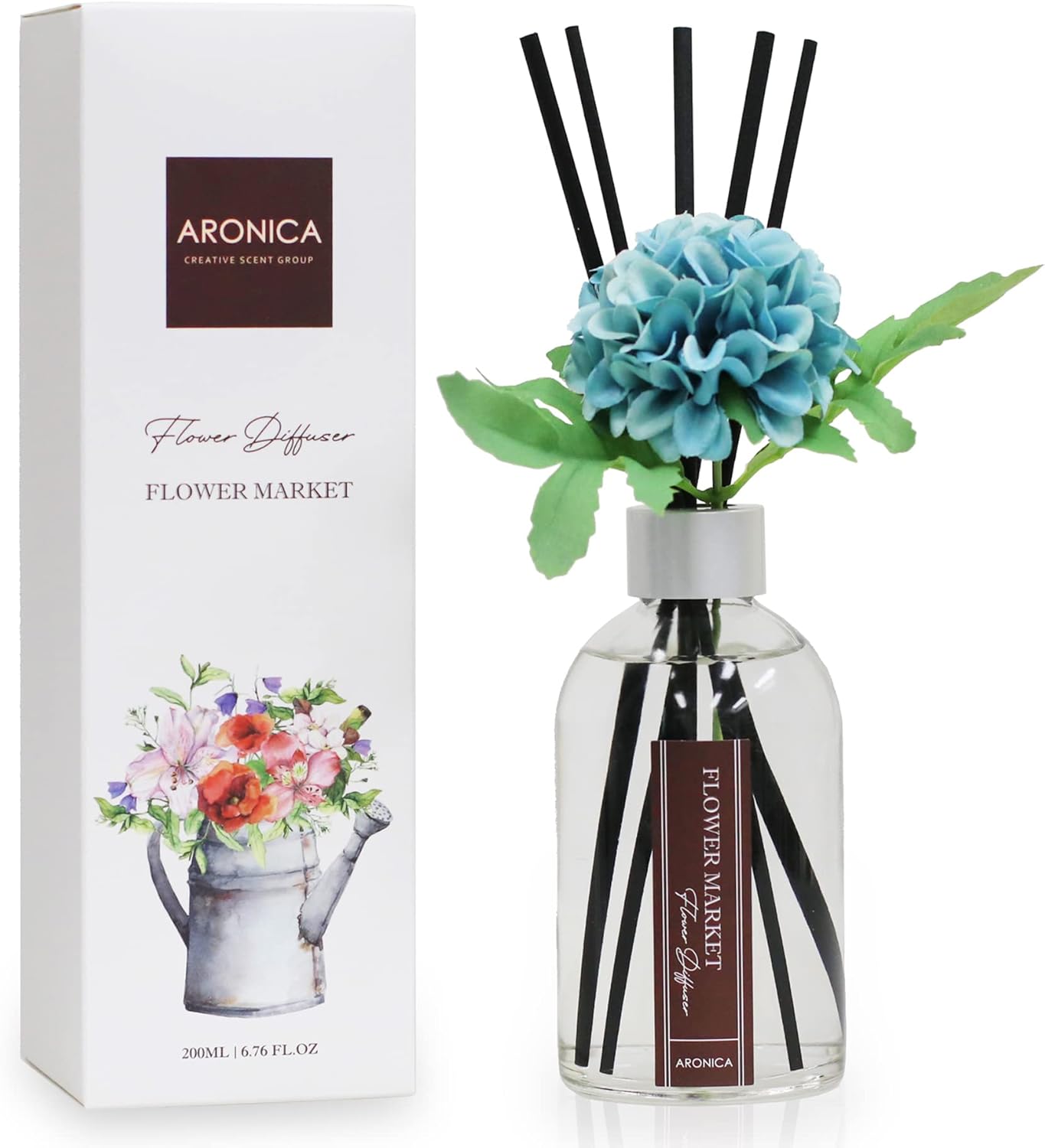 Aronica Teal Diffuser Set with Artificial Flowers