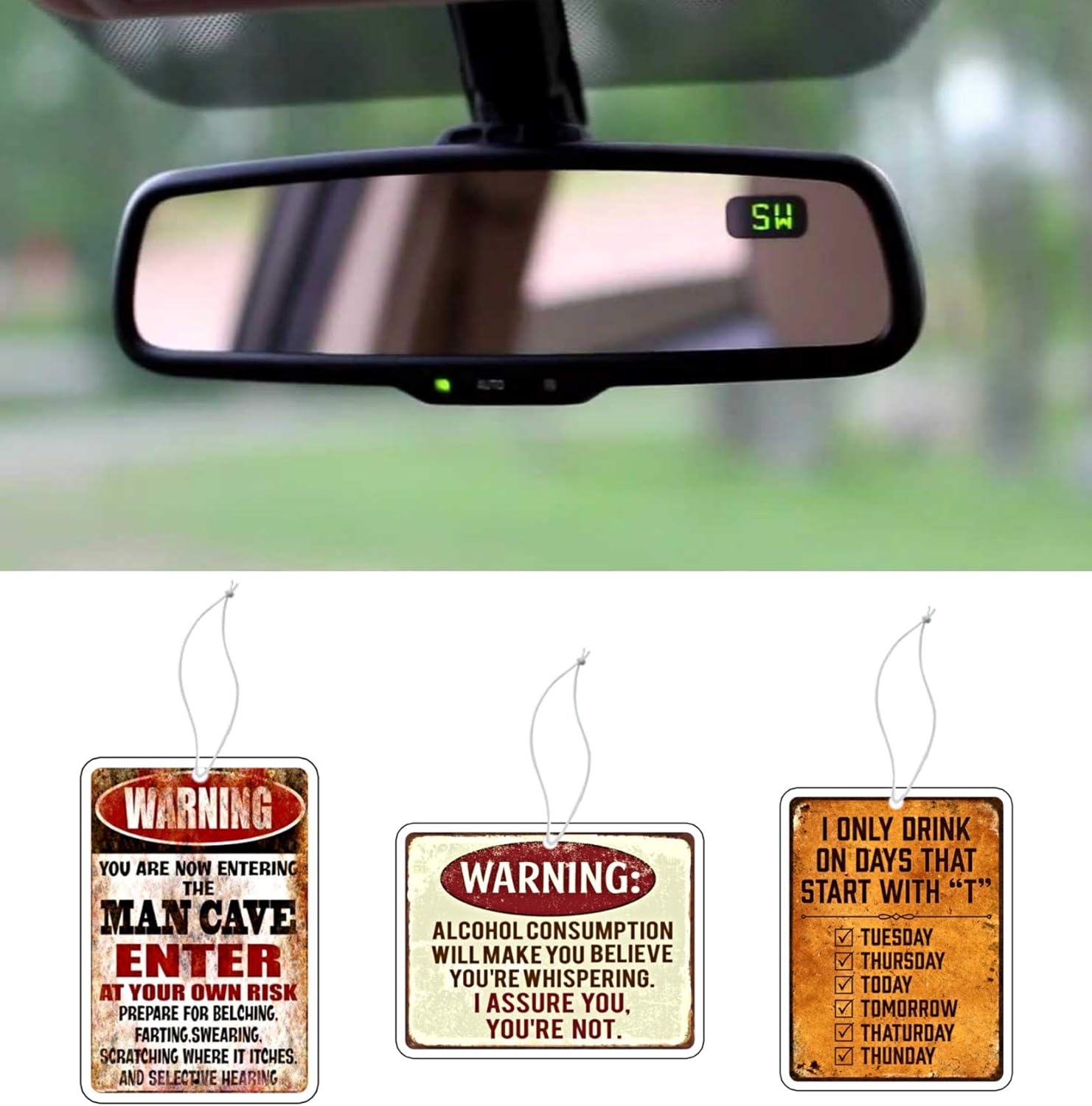 Hanging Funny Car Air Fresheners 3pcs Package with Long Lasting Scent