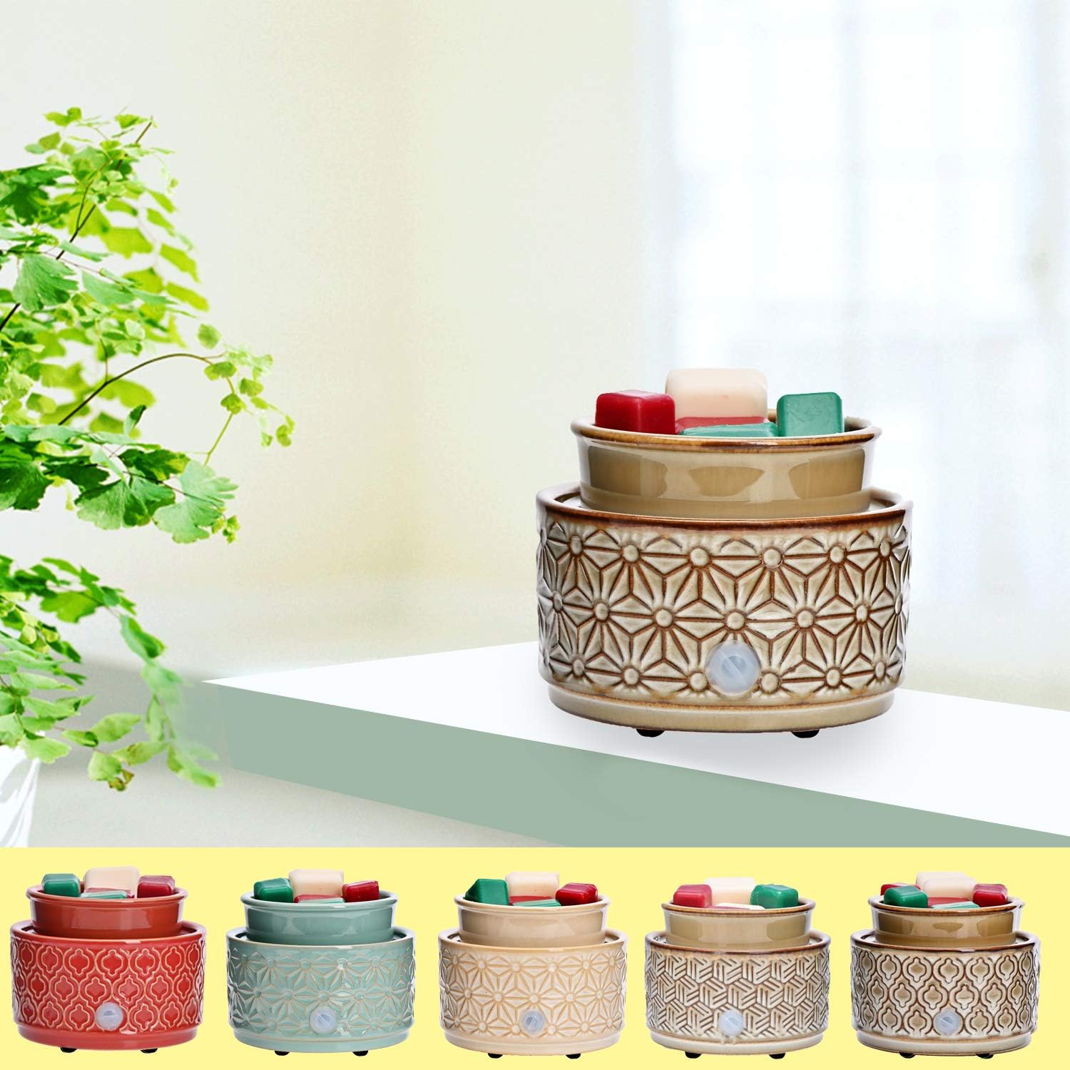 ASAWASA Brown Hexagon Ceramic Wax Melt Warmer